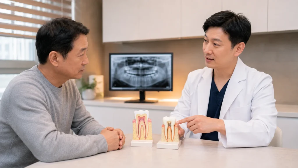 어금니 신경치료 발치 비교 안내 이미지